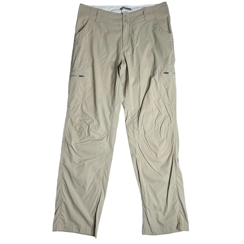 LL Bean Vista Trekking Pants Khaki Cargo Hiking‎ Roll Tab Stretch Women's Sz 8R